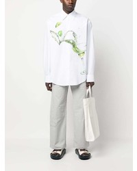 Chemise à manches longues imprimée blanche MSGM