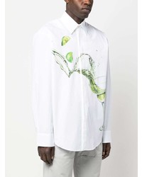 Chemise à manches longues imprimée blanche MSGM