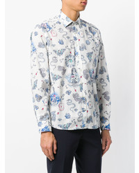 Chemise à manches longues imprimée blanche Etro