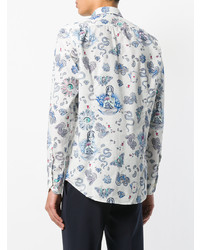 Chemise à manches longues imprimée blanche Etro