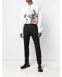 Chemise à manches longues imprimée blanche DSQUARED2