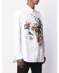 Chemise à manches longues imprimée blanche DSQUARED2