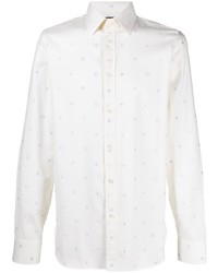 Chemise à manches longues imprimée blanche Gucci