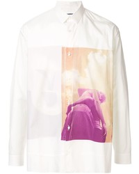 Chemise à manches longues imprimée blanche Jil Sander