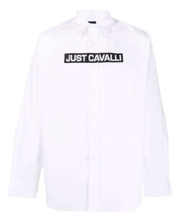 Chemise à manches longues imprimée blanche Just Cavalli