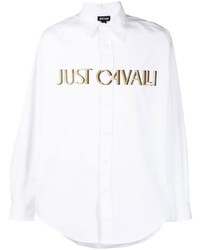 Chemise à manches longues imprimée blanche Just Cavalli