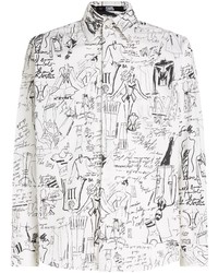 Chemise à manches longues imprimée blanche Karl Lagerfeld