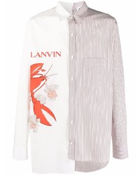 Chemise à manches longues imprimée blanche Lanvin