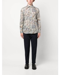 Chemise à manches longues imprimée blanche Etro