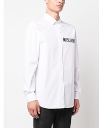 Chemise à manches longues imprimée blanche Moschino