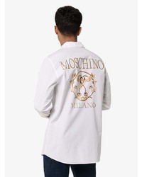 Chemise à manches longues imprimée blanche Moschino