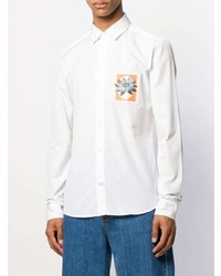 Chemise à manches longues imprimée blanche Kenzo