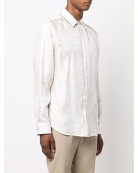Chemise à manches longues imprimée blanche Fendi
