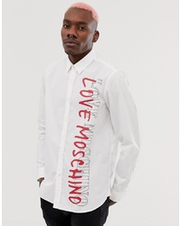 Chemise à manches longues imprimée blanche Love Moschino