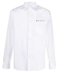 Chemise à manches longues imprimée blanche Marni