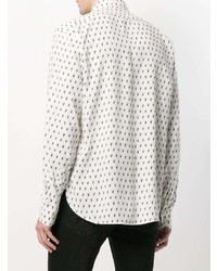 Chemise à manches longues imprimée blanche Saint Laurent