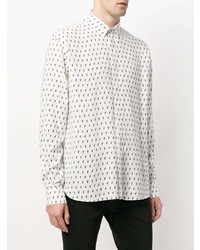 Chemise à manches longues imprimée blanche Saint Laurent