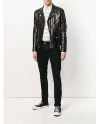 Chemise à manches longues imprimée blanche Saint Laurent