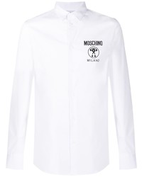 Chemise à manches longues imprimée blanche Moschino