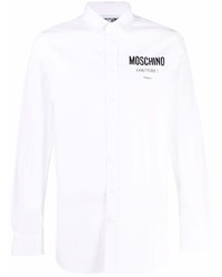 Chemise à manches longues imprimée blanche Moschino