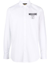 Chemise à manches longues imprimée blanche Moschino