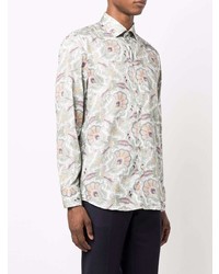 Chemise à manches longues imprimée blanche Etro