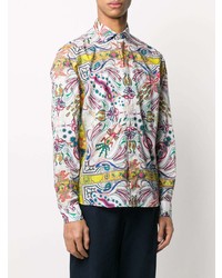 Chemise à manches longues imprimée blanche Etro