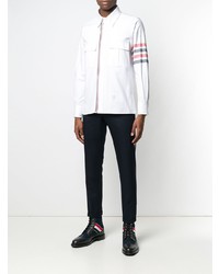 Chemise à manches longues imprimée blanche Thom Browne