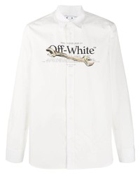 Chemise à manches longues imprimée blanche Off-White