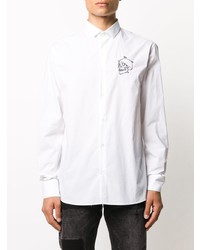 Chemise à manches longues imprimée blanche Philipp Plein