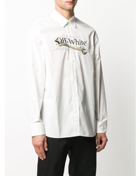 Chemise à manches longues imprimée blanche Off-White