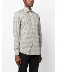 Chemise à manches longues imprimée blanche Ferragamo