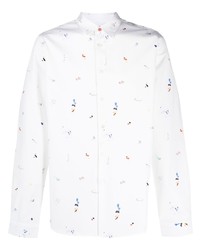 Chemise à manches longues imprimée blanche Paul Smith