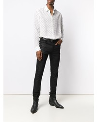 Chemise à manches longues imprimée blanche Saint Laurent