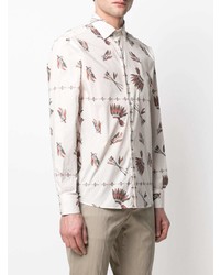 Chemise à manches longues imprimée blanche Etro