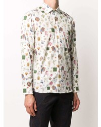 Chemise à manches longues imprimée blanche Etro