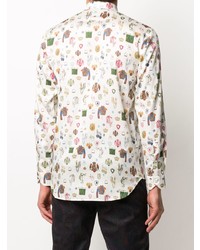 Chemise à manches longues imprimée blanche Etro