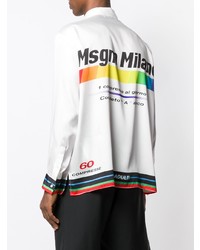 Chemise à manches longues imprimée blanche MSGM