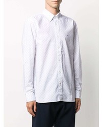 Chemise à manches longues imprimée blanche Tommy Hilfiger