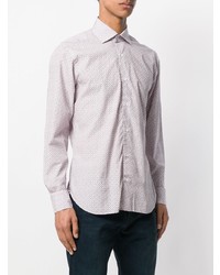 Chemise à manches longues imprimée blanche Barba