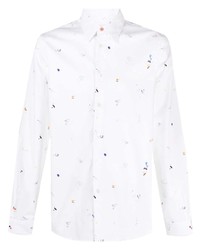 Chemise à manches longues imprimée blanche PS Paul Smith