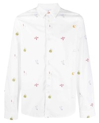 Chemise à manches longues imprimée blanche PS Paul Smith