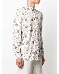 Chemise à manches longues imprimée blanche Etro