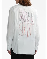 Chemise à manches longues imprimée blanche Raf Simons