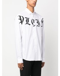 Chemise à manches longues imprimée blanche Philipp Plein