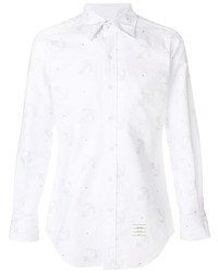 Chemise à manches longues imprimée blanche Thom Browne