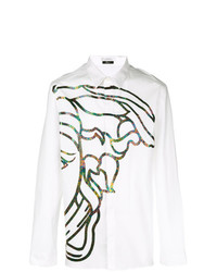 Chemise à manches longues imprimée blanche Versace Collection