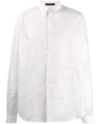 Chemise à manches longues imprimée blanche Versace