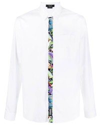 Chemise à manches longues imprimée blanche Versace