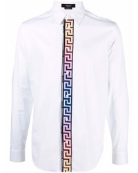 Chemise à manches longues imprimée blanche Versace